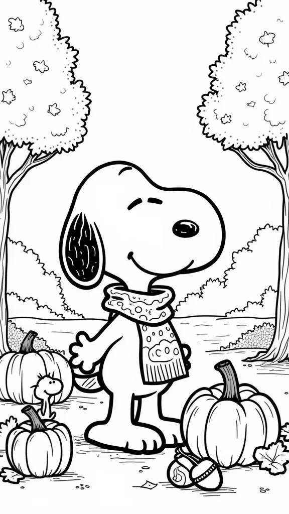 Snoopy Fall Coloring Pages